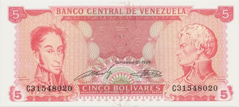 Venezuela, 5 Bolivares 1989, P.70