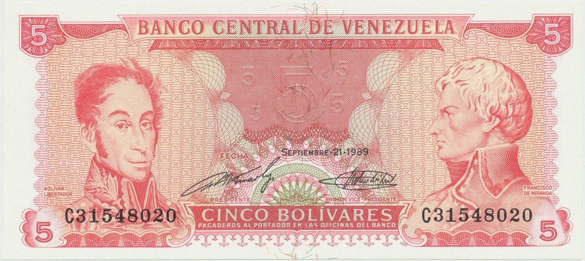 Venezuela, 5 Bolivares 1989, P.70