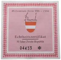 Rakousko, 1000 Schilling 1995 - 50 let Druhé republiky - fotografie 2