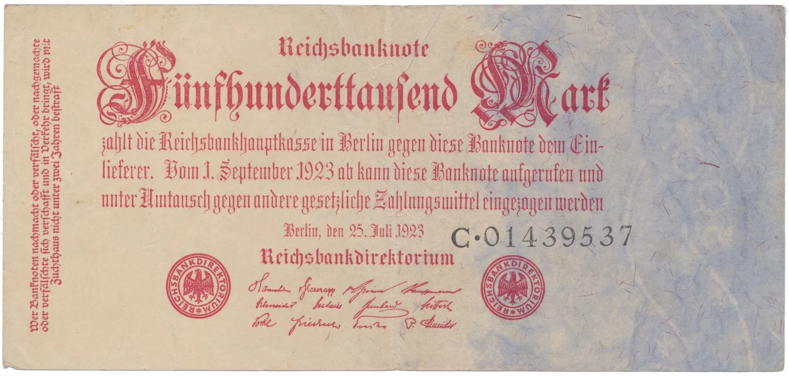 Německo, 500 000 Mark 1923, Ro.91a