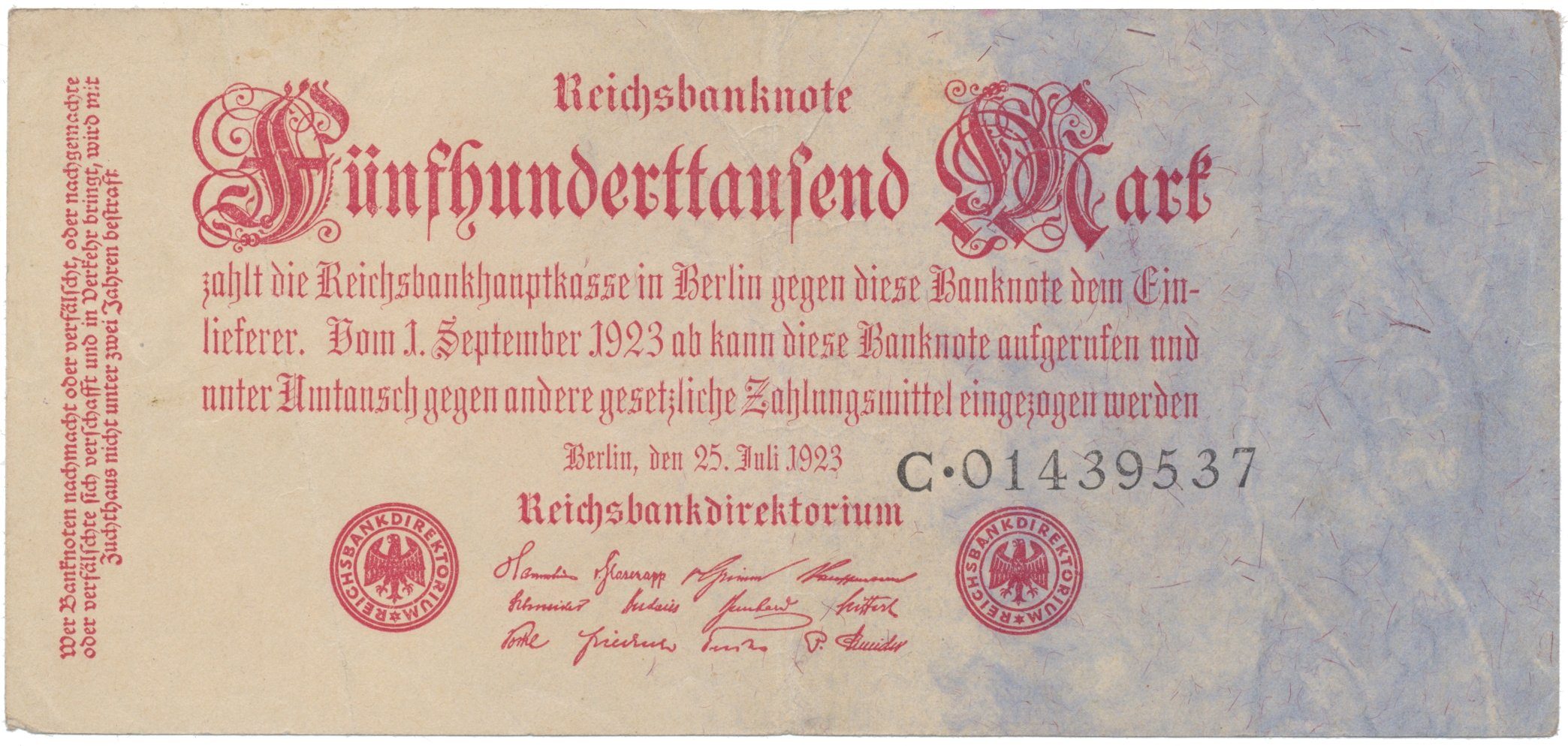 Německo, 500 000 Mark 1923, Ro.91a