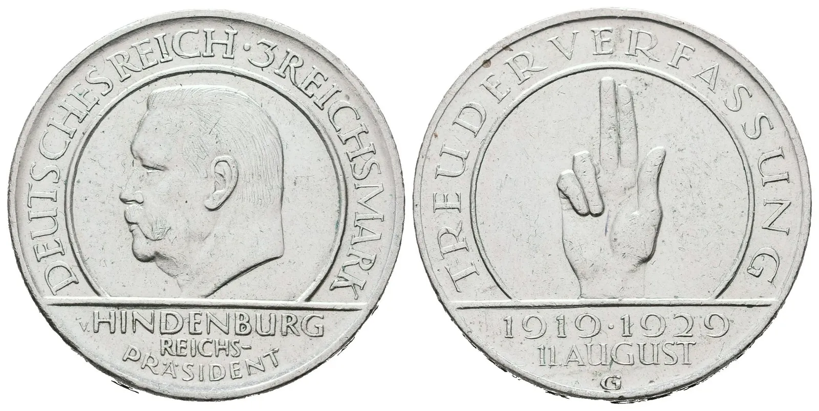 Výmar, 3 Marka 1929 G - Přísaha