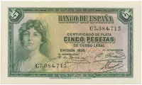 Španělsko, 5 Pesetas 1935, P.85a