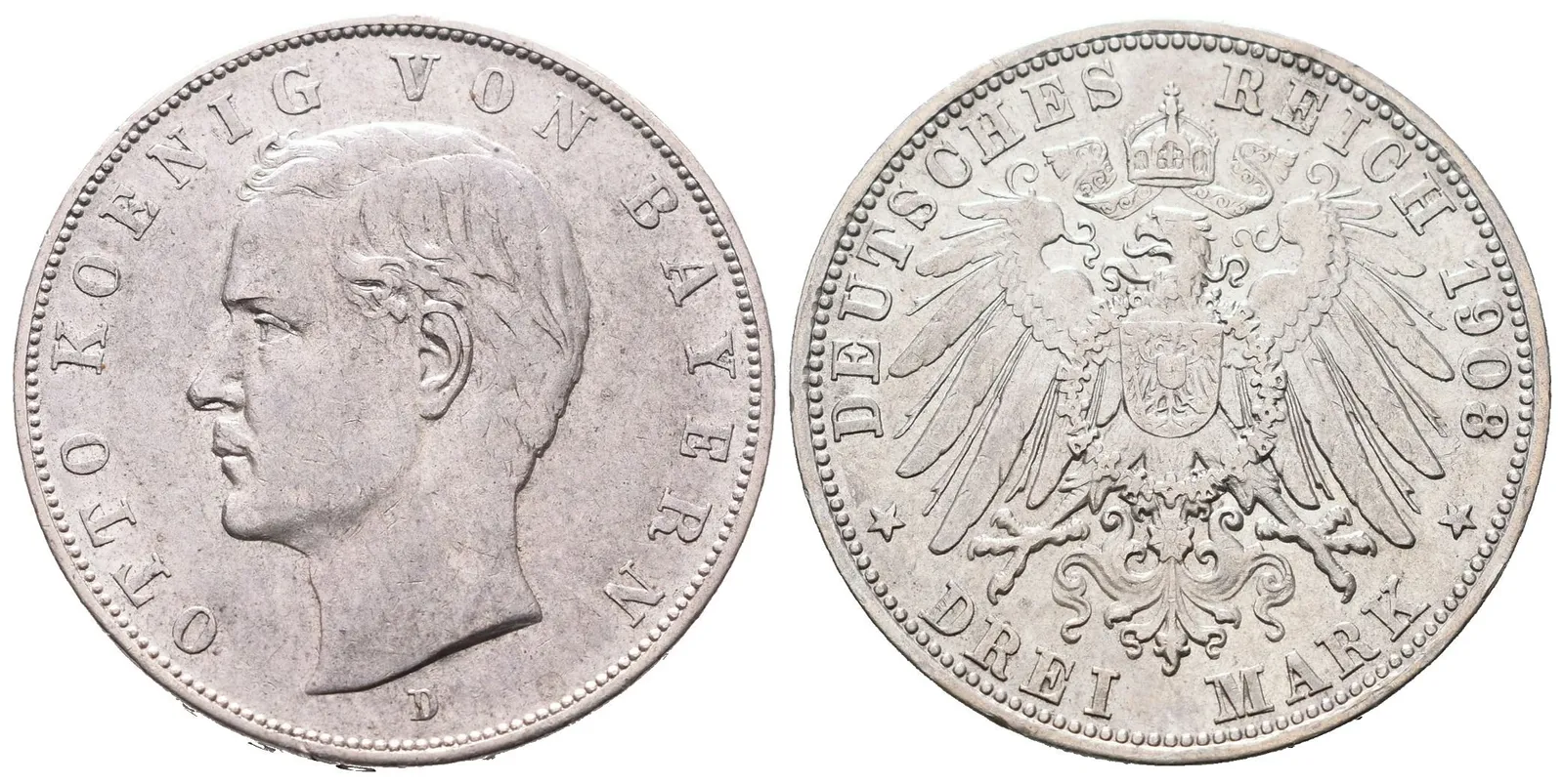 Bavorsko, 3 Marka 1908 D