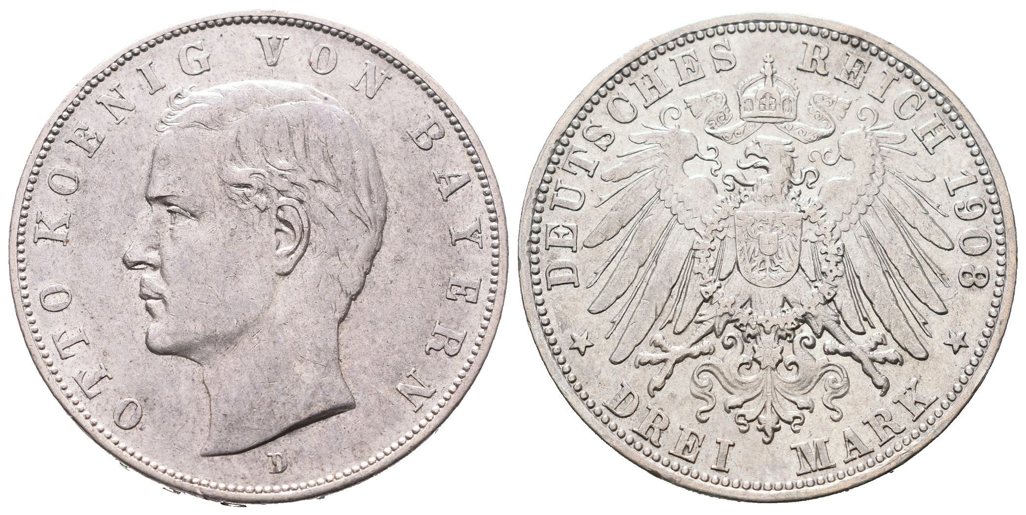 Bavorsko, 3 Marka 1908 D