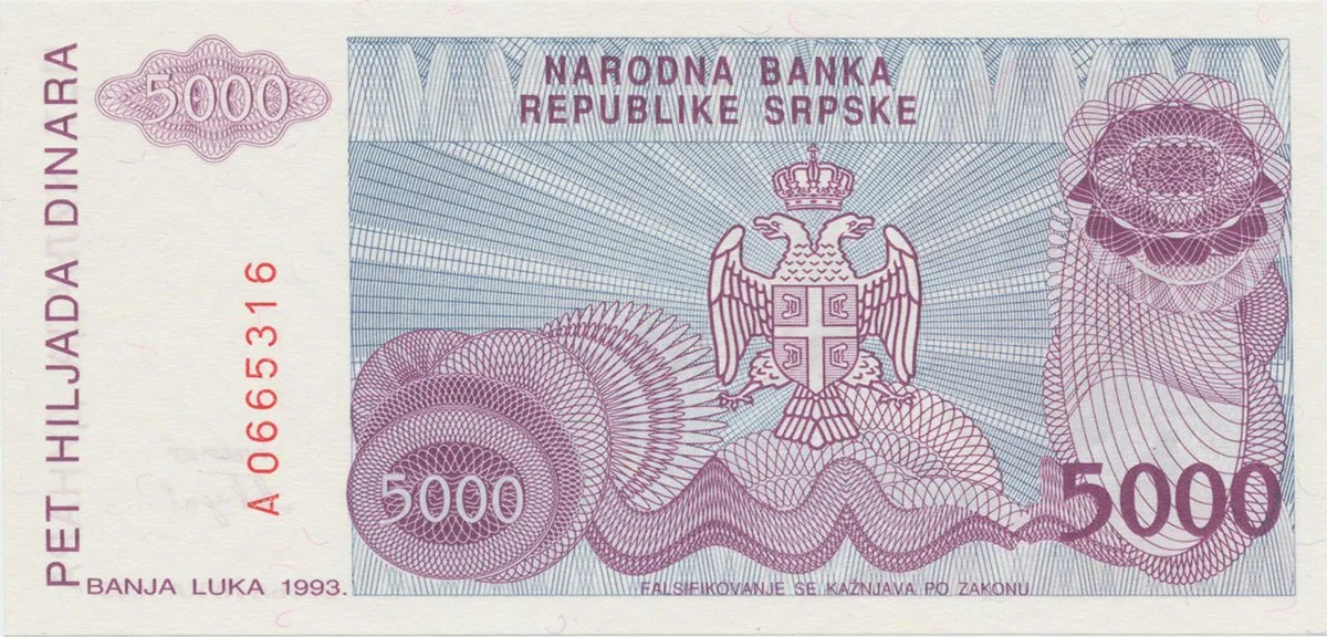 Bosna a Hercegovina, 5000 Dinara 1993, P.149