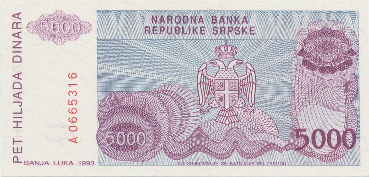 Bosna a Hercegovina, 5000 Dinara 1993, P.149