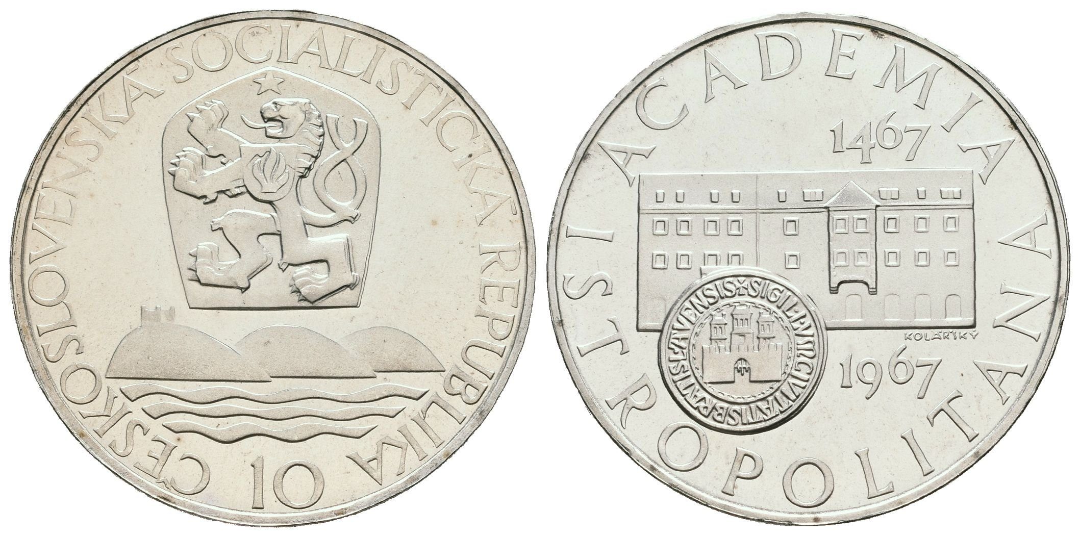 10 Kčs 1967 - Akademia Istropolitana, PROOF