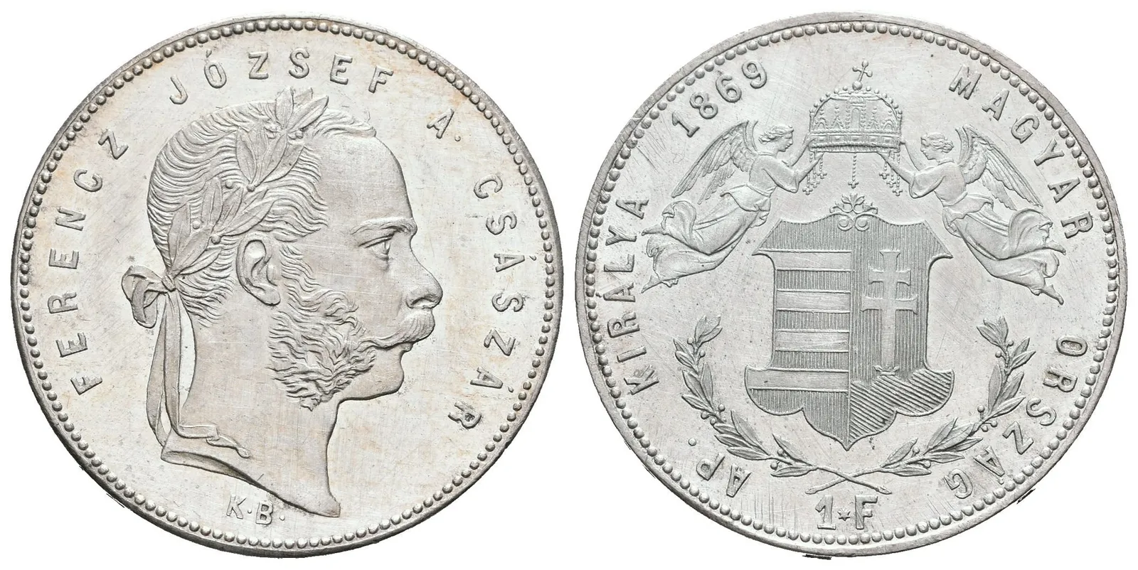 Zlatník 1869 KB, ražební lesk, čištěn, rysky — 1