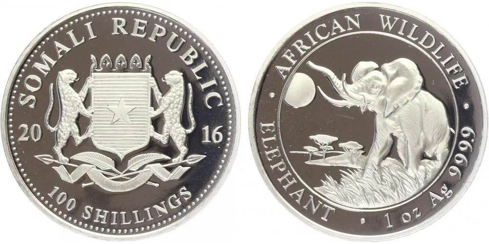 Somálsko, 100 Schillings 2016 - Slon africký