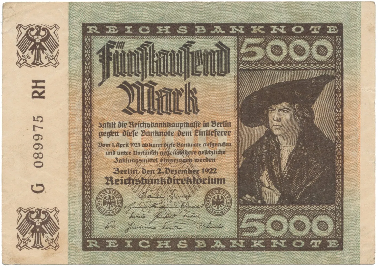 Německo, 5000 Mark 1922, Ro.80a