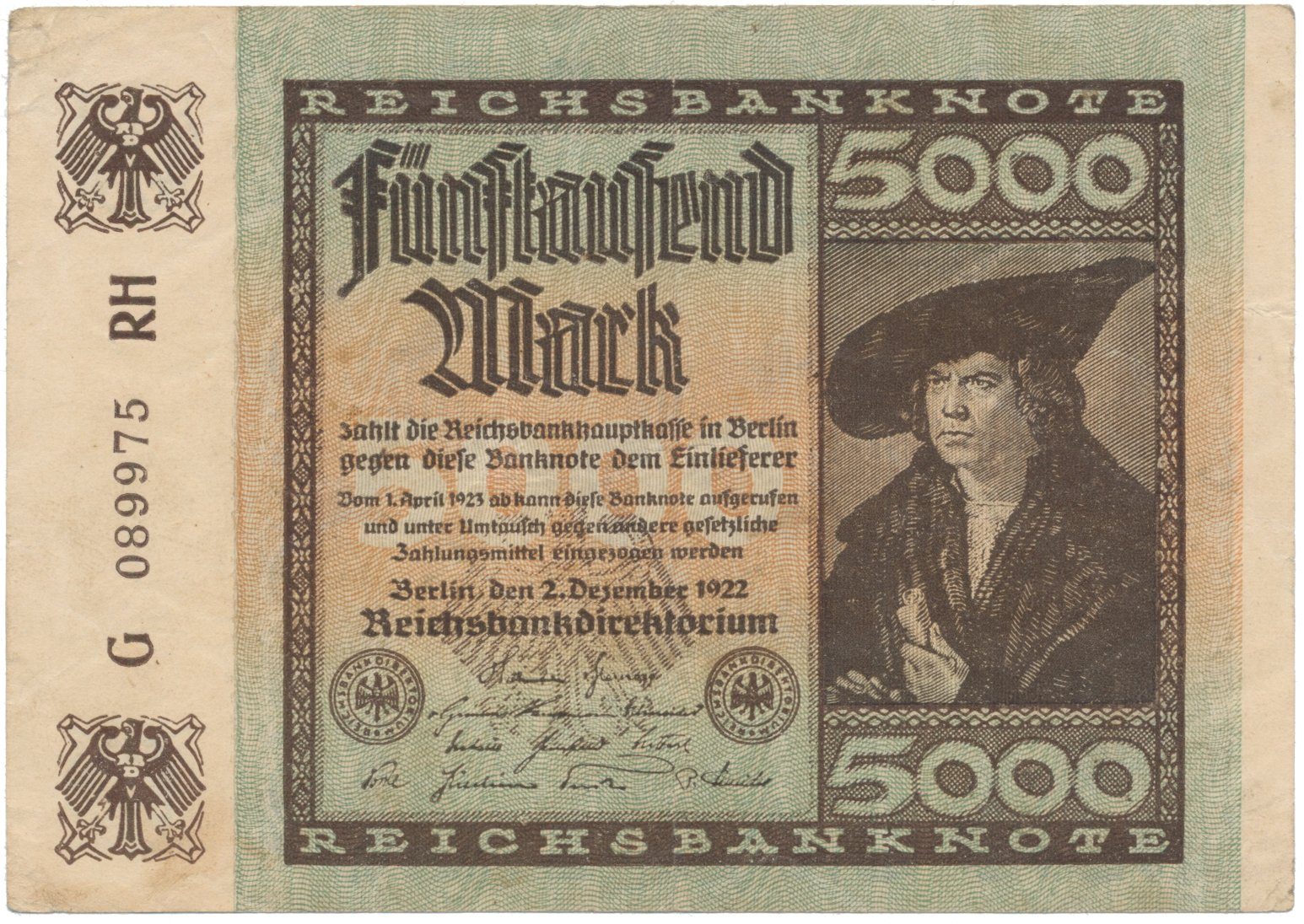 Německo, 5000 Mark 1922, Ro.80a