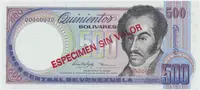 Venezuela, 500 Bolivares 1998, anulát - ESPECIMEN SIN VALOR, P.67fs