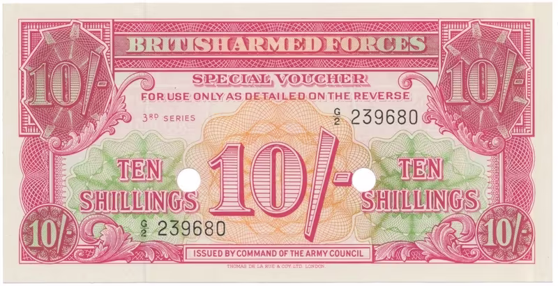 Velká Británie, 10 Shillings (1956), BAF - vojenské vydání, P.M28b