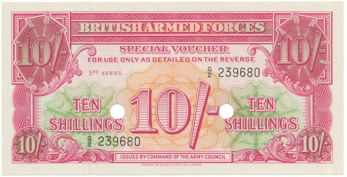 Velká Británie, 10 Shillings (1956), BAF - vojenské vydání, P.M28b