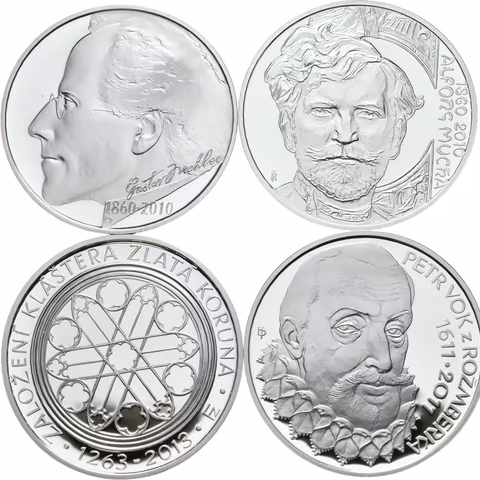 200 Kč 2010 - Gustav Mahler, Alfons Mucha, 2011 - Petr Vok z Rožmberka, 2013 -