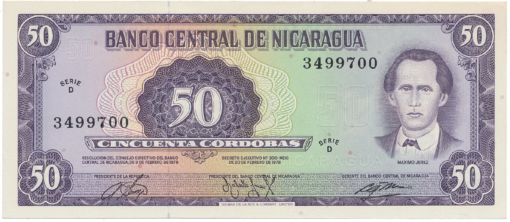 Nikaragua, 50 Cordobas 1978, P.130