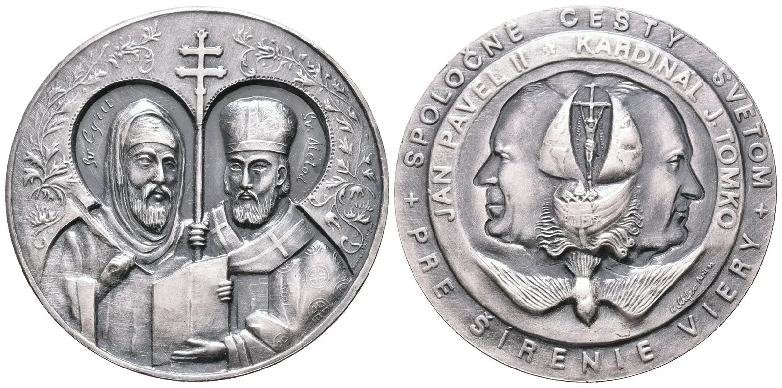 AE Medaile 1990 - Jan Pavel II. a kardinál J.Tomko, věrozvěstové Cyril a — 1