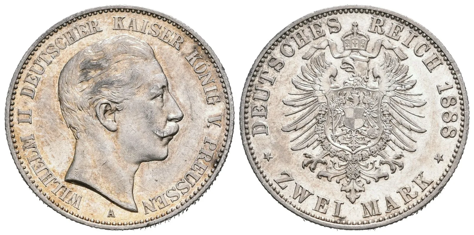 2 Marka 1888 A, J.100, velmi pěkná zachovalost, zbytky lesku, — 1