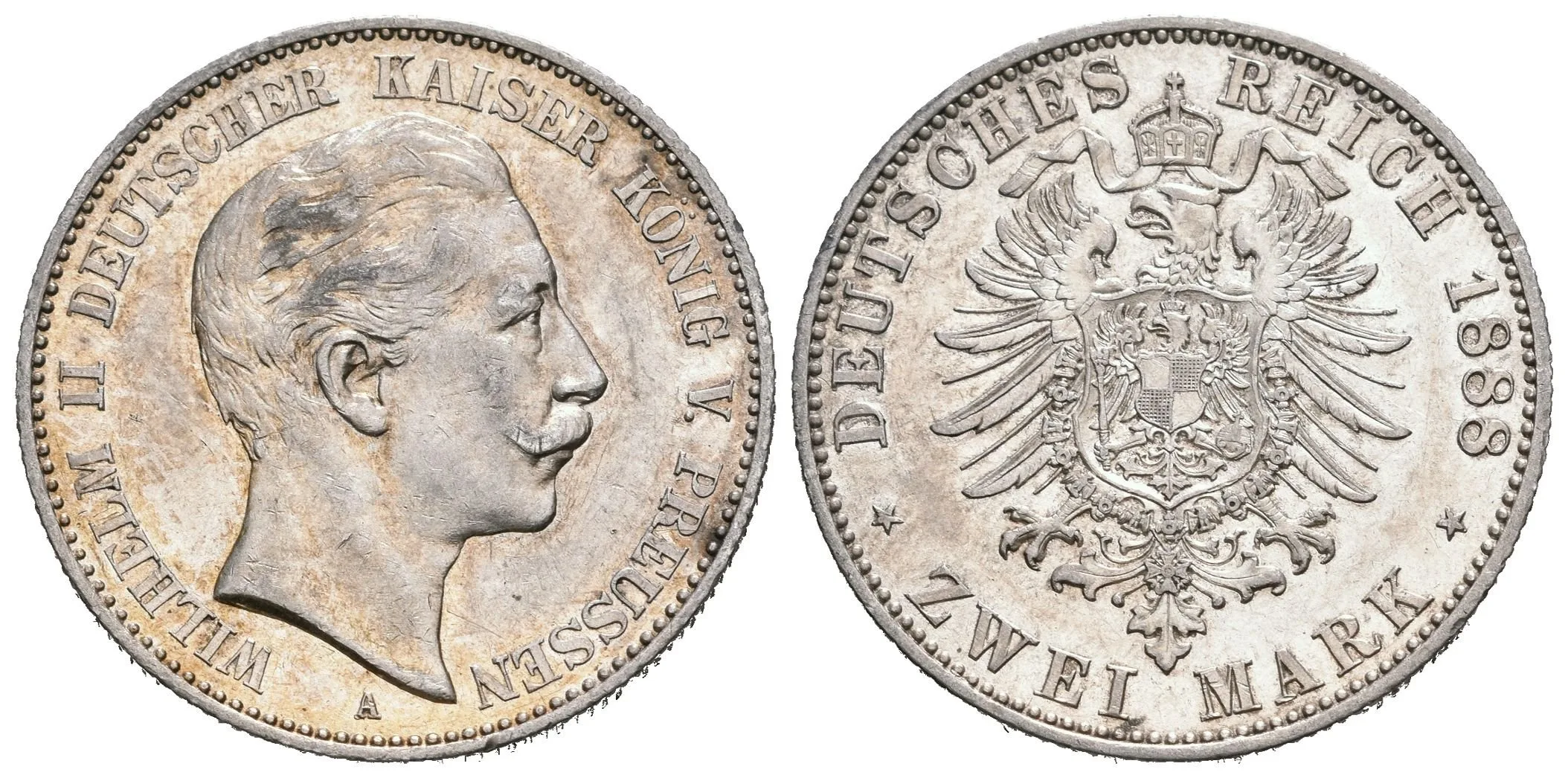 2 Marka 1888 A, J.100, velmi pěkná zachovalost, zbytky lesku, — 1