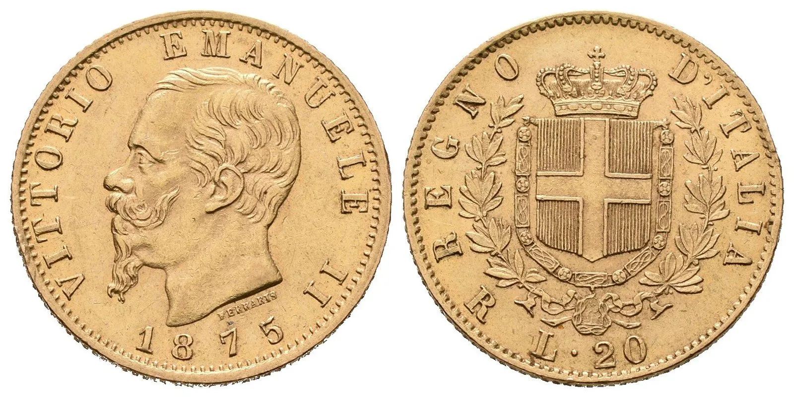 Itálie, 20 Lira 1875 R