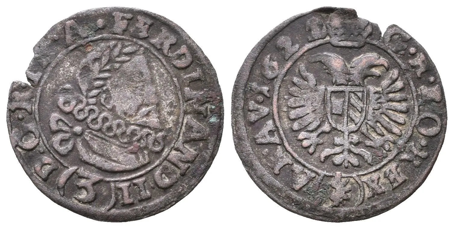 3 Krejcar 1622, Jáchymov-Steinmüller, Hal.830, patina, vylomený_R! — 1