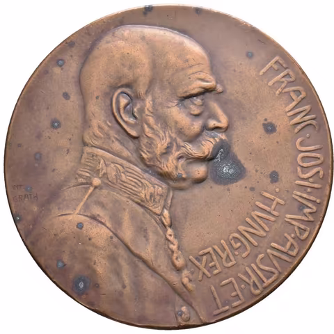 AE Medaile 1910 (A. Grath) - k 80. narozeninám císaře. Bronz 60 mm, Haus.472,
