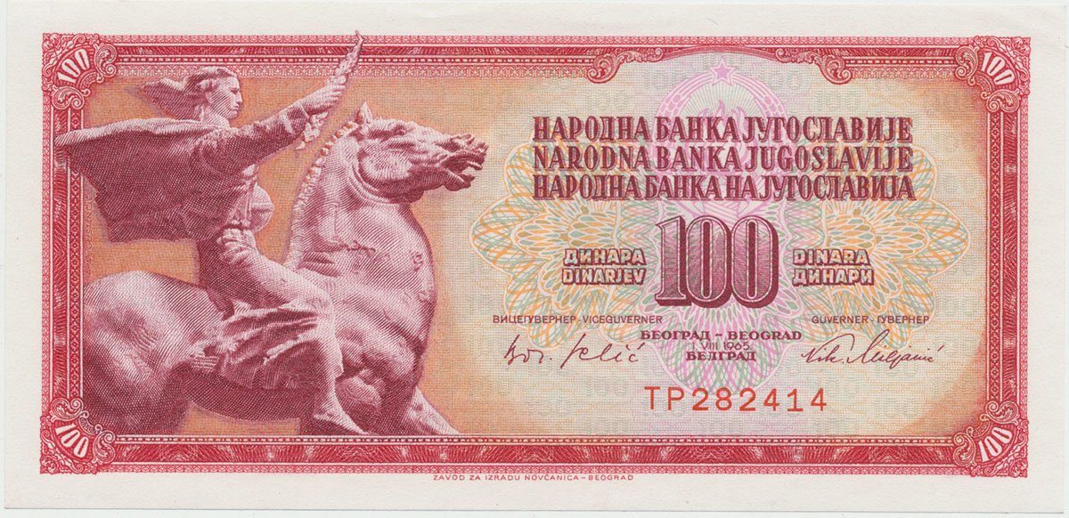 Jugoslávie, 100 Dinara 1965, P.80b