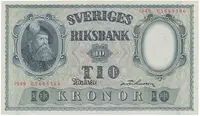 Švédsko, 10 Kronor 1949, červený číslovač, P.40j