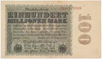 Německo, 100 Millionen Mark 1923, Kreuzblütten, Ro.106J
