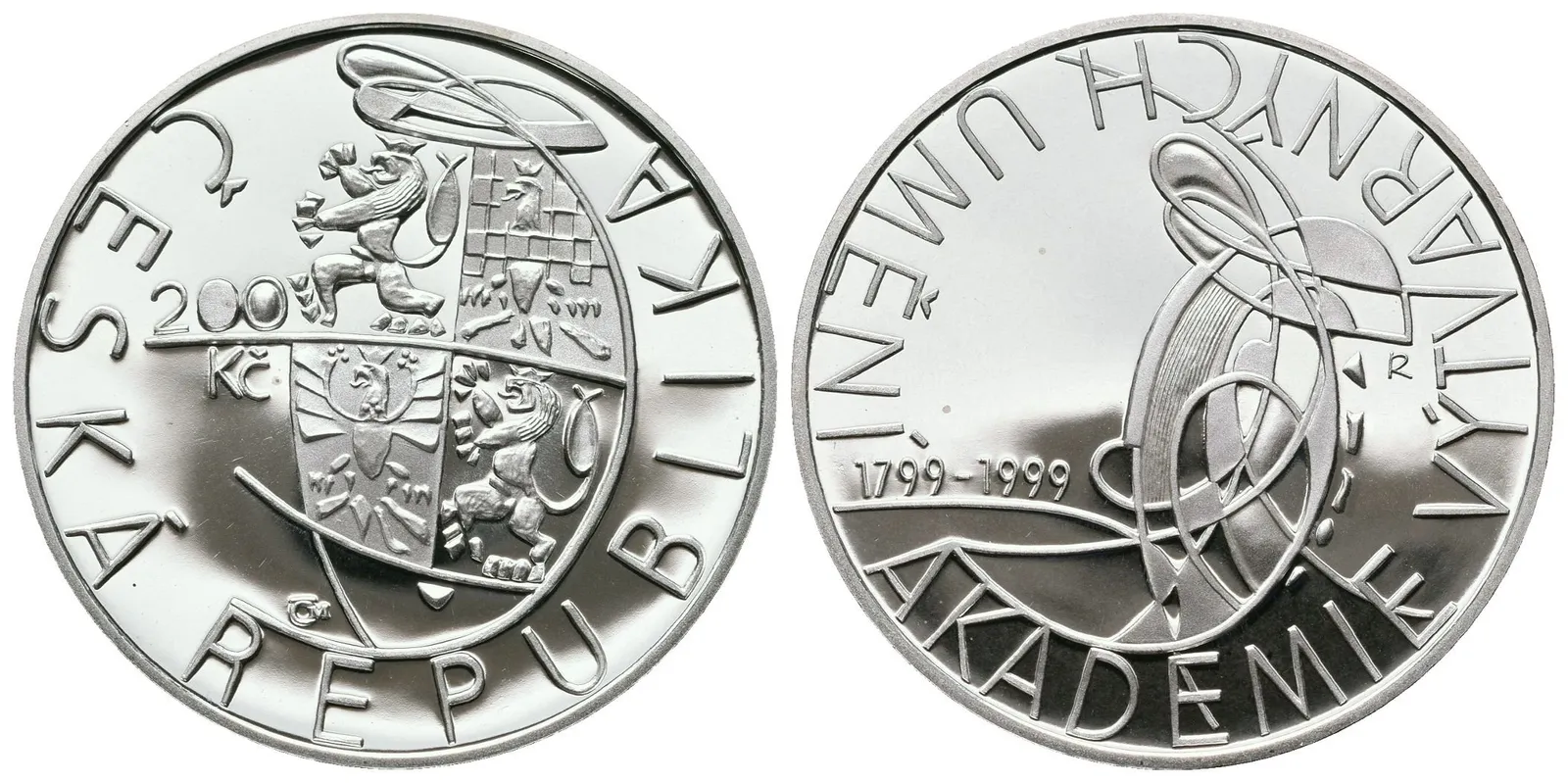 200 Kč 1999 - Akademie výtvarných umění v Praze, PROOF