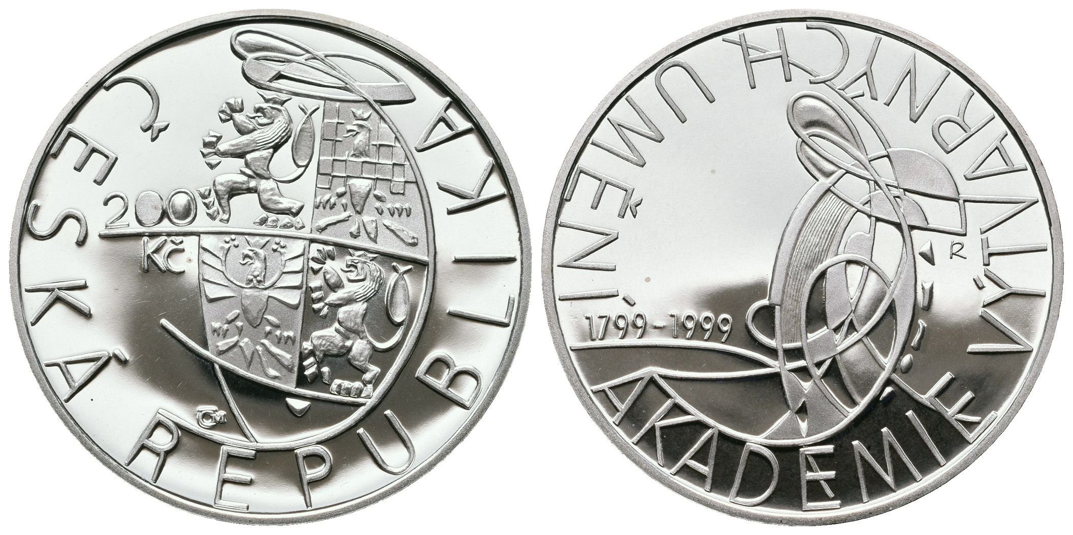200 Kč 1999 - Akademie výtvarných umění v Praze, PROOF