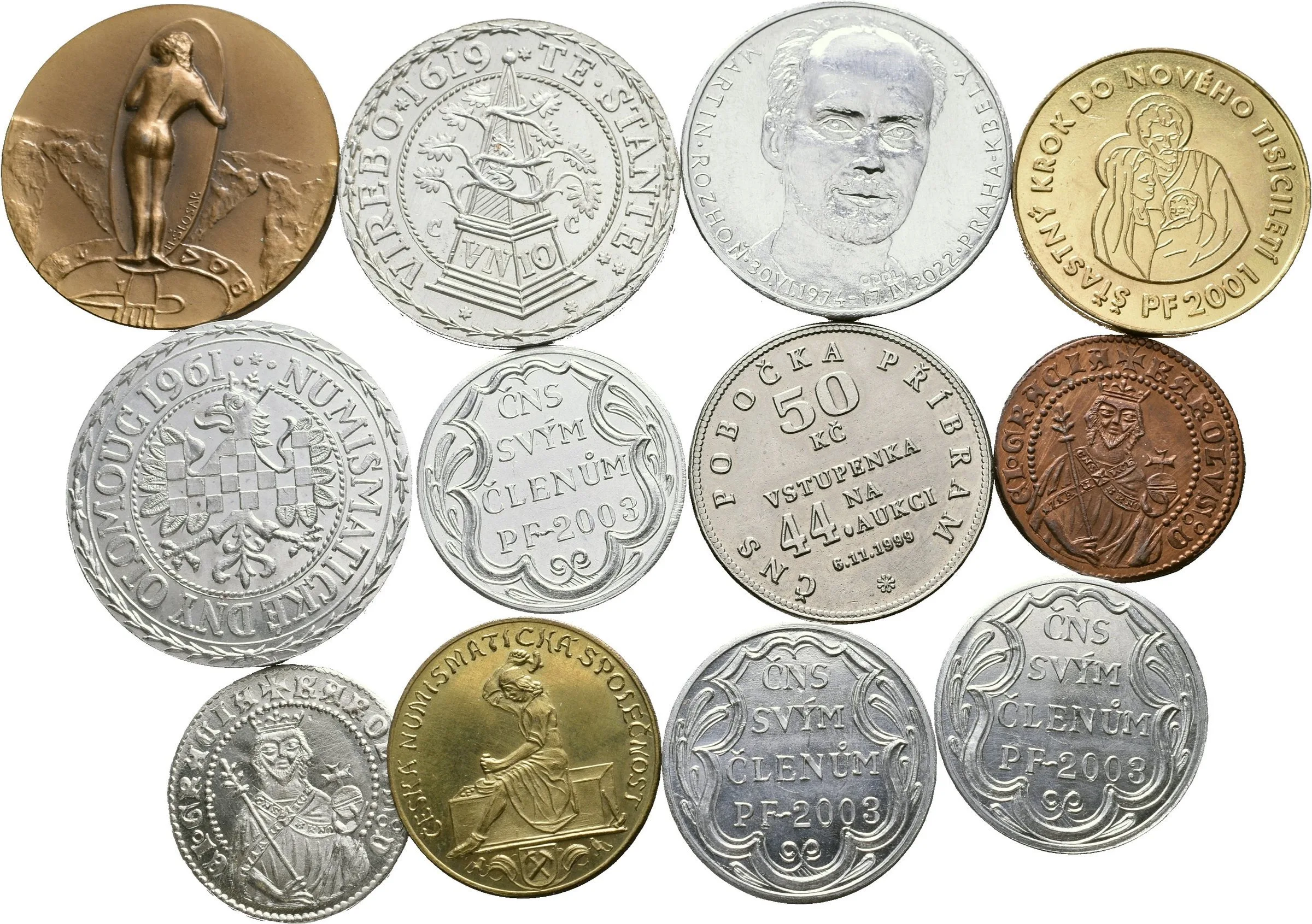 Soubor žetonů a medaili Numismatiků a Numismatické společnosti, — 1