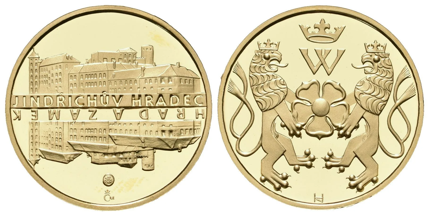 Medaile 2013 (Wichnerová, Lietava) - Hrad a zámek Jindřichův Hradec. Au 0,999, 22 mm — 1