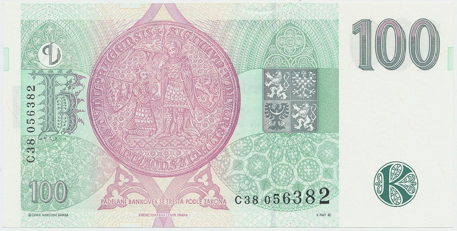 Česká republika, 100 Koruna 1997, série C, Hej.CZ22aC