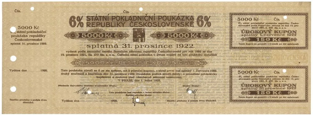 Státní pokladniční poukázky, 1919 - 1939 — 1