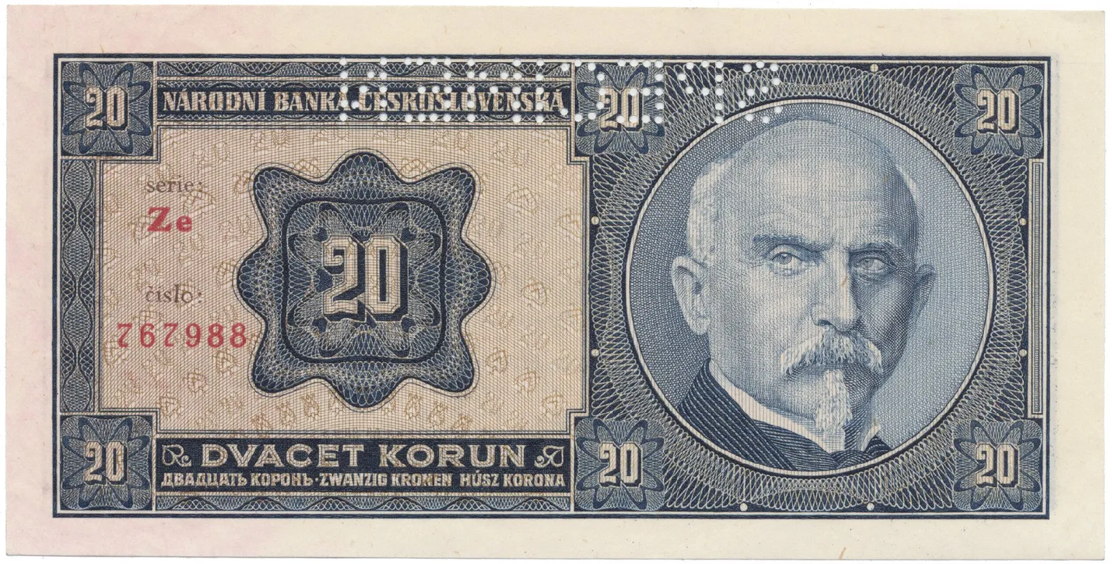 20 Koruna 1926, SPECIMEN, Hej.21c2.S1