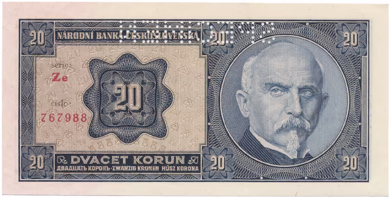 20 Koruna 1926, SPECIMEN, Hej.21c2.S1