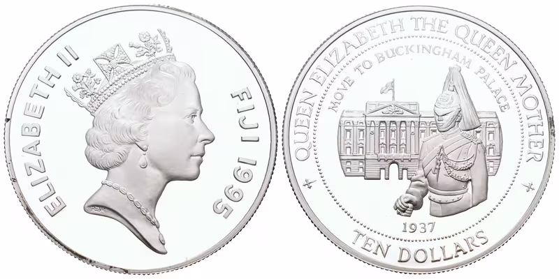 Fiji, 10 Dollars 1995 - Buckingham Palace 1937