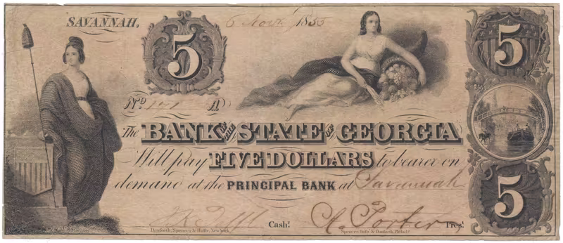 USA - Georgia, 5 Dollar 1855