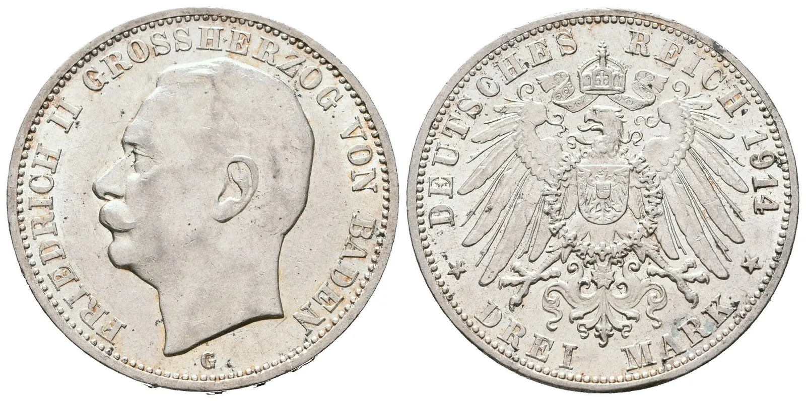 3 Marka 1914 G, J.39, krásná zachovalost, ražební lesk, patina, — 1