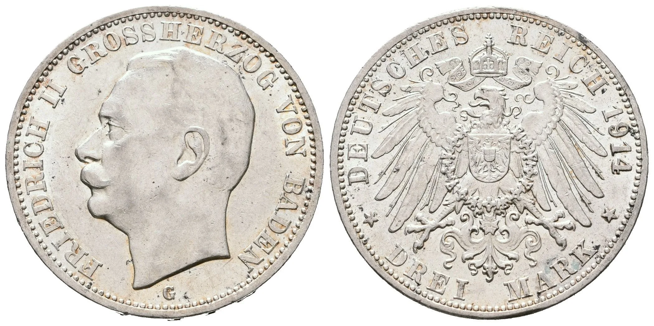 3 Marka 1914 G, J.39, krásná zachovalost, ražební lesk, patina, — 1