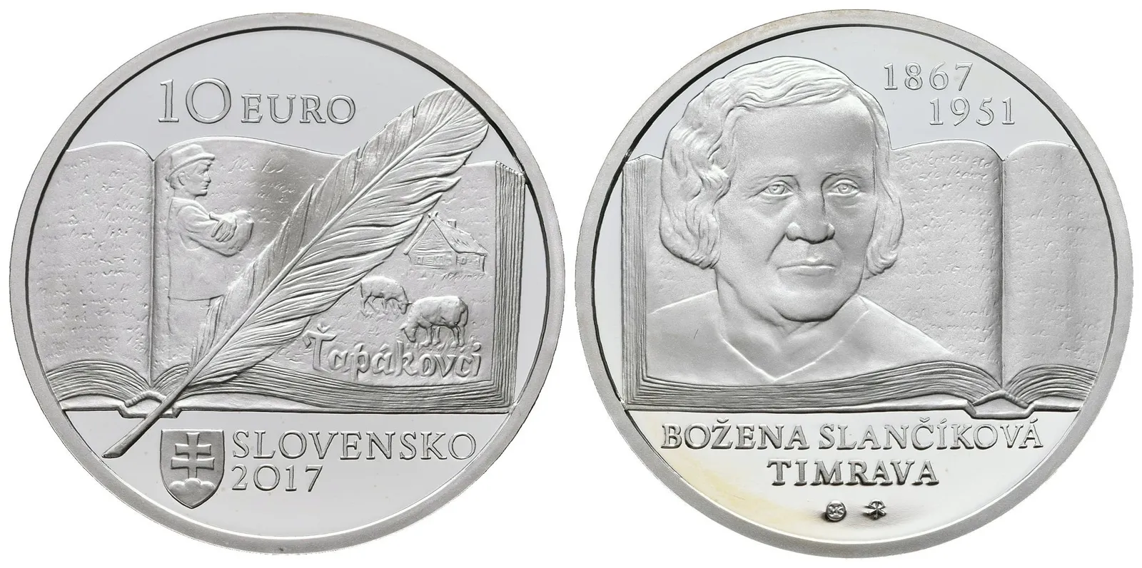 10 Euro 2017 - Božena Slančíková Timrava, PROOF kvalita
