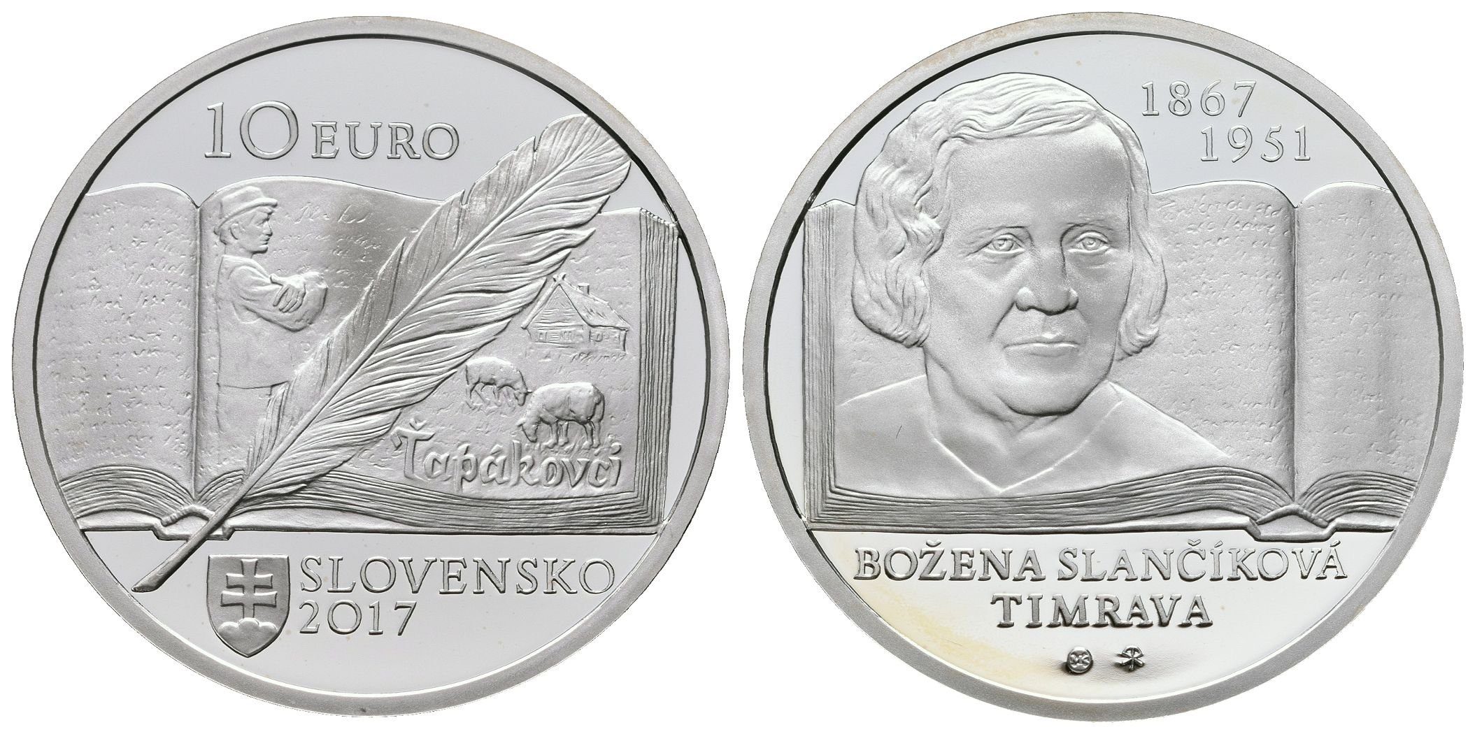 10 Euro 2017 - Božena Slančíková Timrava, PROOF kvalita