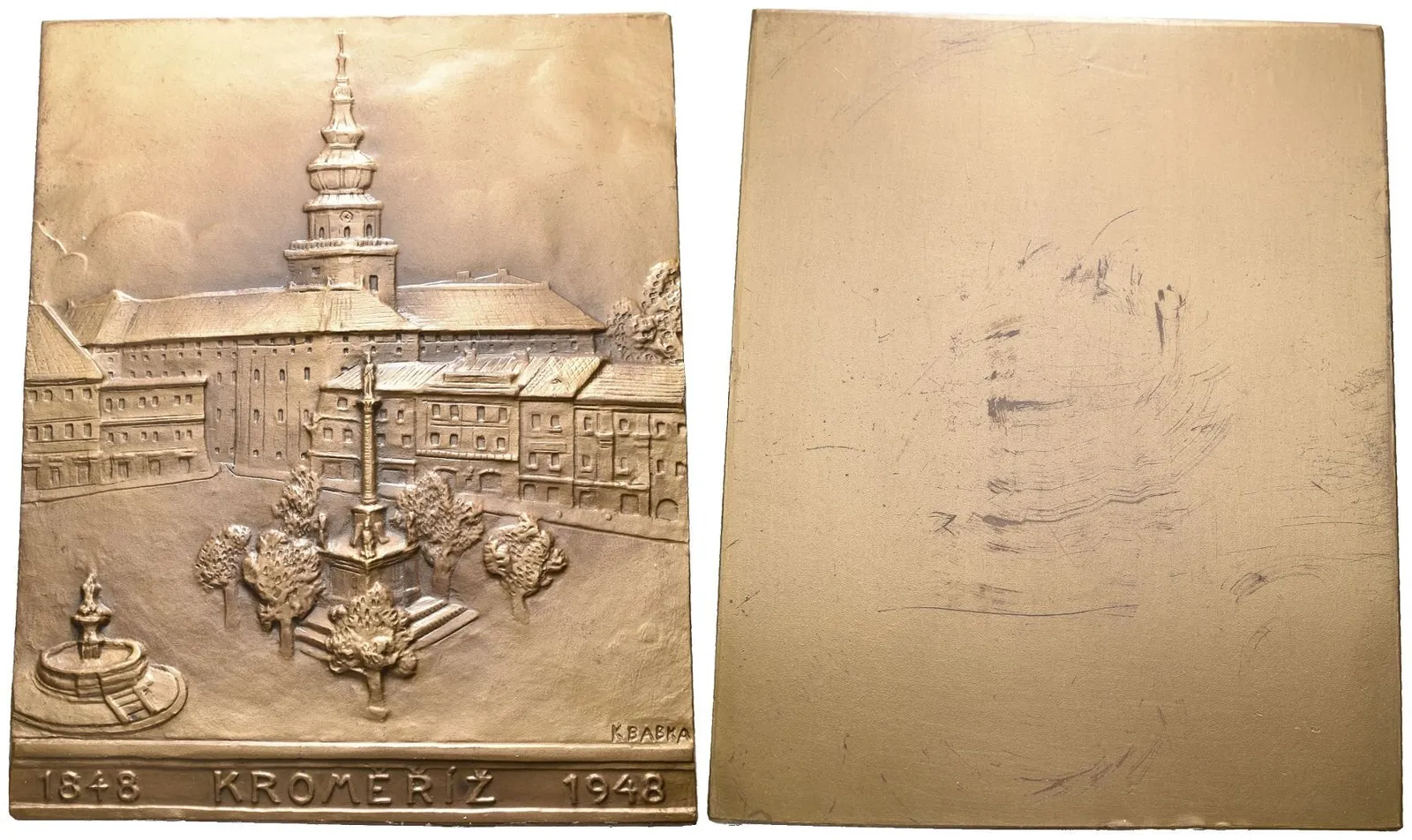 AE Plaketa 1948 (Babka) - K 100. výročí říšského sněmu v Kroměříži (?), — 1