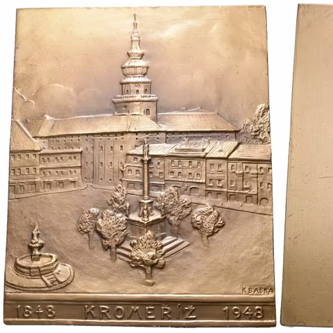 AE Plaketa 1948 (Babka) - K 100. výročí říšského sněmu v Kroměříži (?),