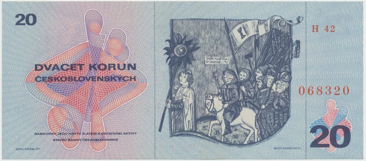 Československo, 20 Koruna 1970, série H, Hej.104aH