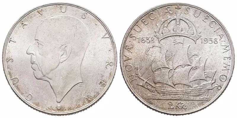 Švédsko, 2 Koruna 1938 - Pamětní