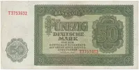 Německo - NDR, 50 DM 1948, tisk SSSR, 1 sériové písmeno, Ros.345a
