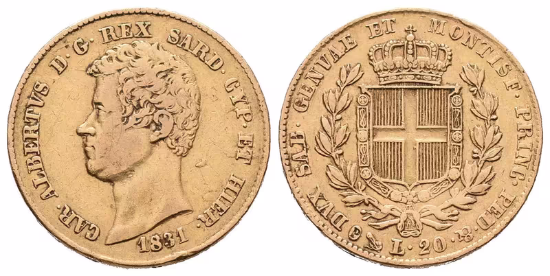 Sardínie, 20 Lira 1831 P